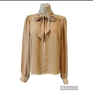 Forever 21 Chiffon Pink Blouse Size S Women Long Sleeve